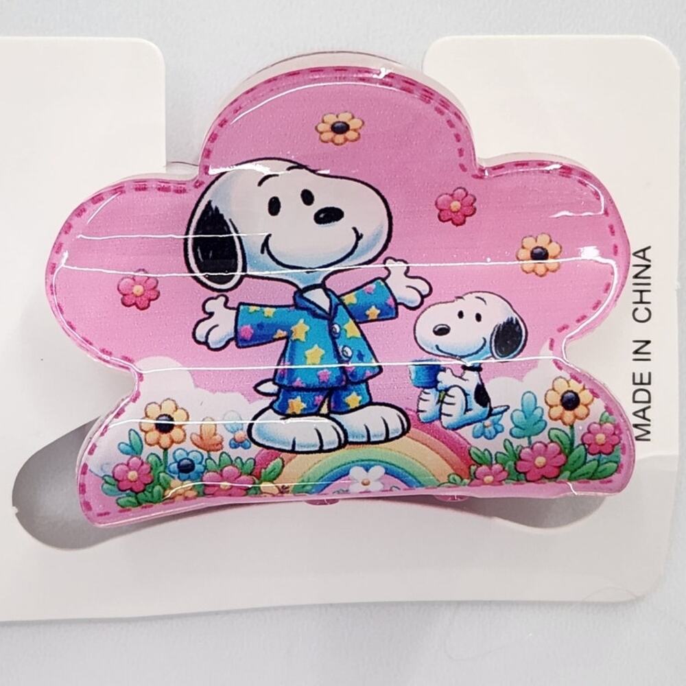 Pair of Snoopy Claw Clips Hair clips Charlie Brown Character Snoopy Pink PJs